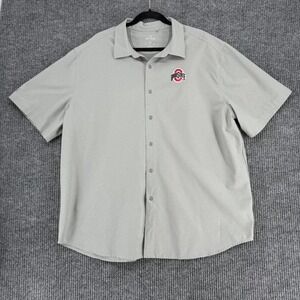 Antigua‎ Ohio State Buckeyes button up fishing shirt 2XL men's gray performance